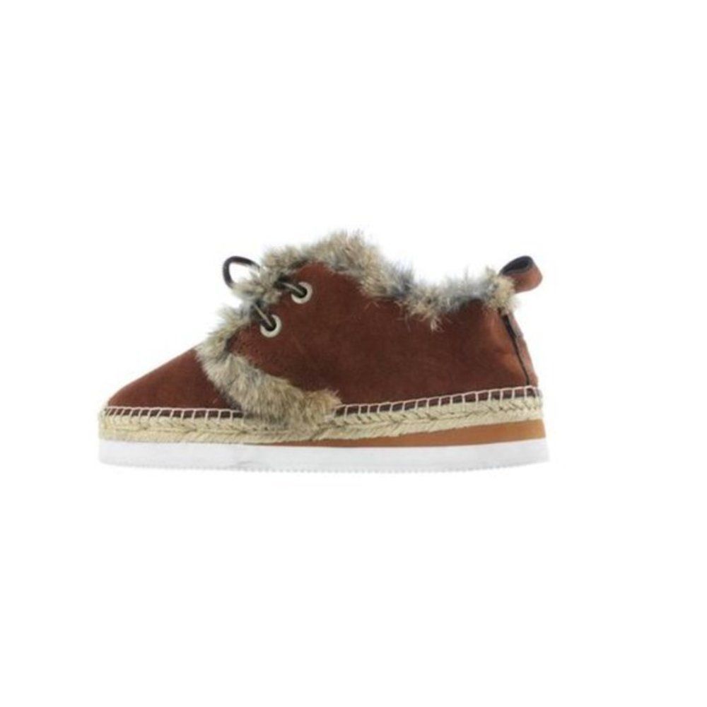 SEE BY CHLOÉ Light Brown Suede & Fur Moccasins 6.5
